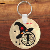 Monogram T Halloween Sky Hexenspinnen Name Schlüsselanhänger (Vorderseite)