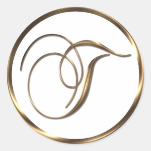 Monogram T Imitate Bronze Runder Aufkleber