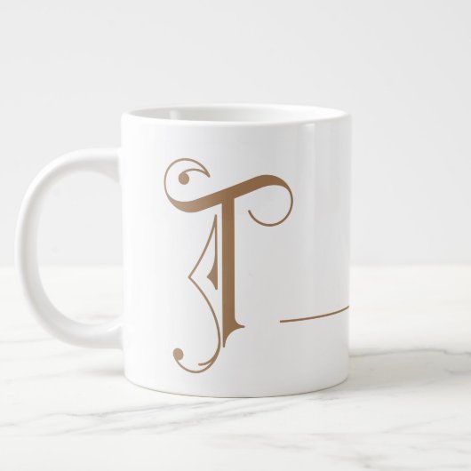 Monogram T in Beautiful Scroll Typografy Jumbo-Tasse (Links)
