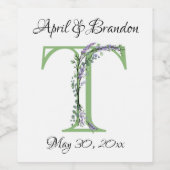 Monogram T Lavendel Eucalyptus Weinetikett (Einzelnes Label)