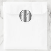 Monogram T Silver Color Wedding Invitation Holiday Runder Aufkleber (Tasche)