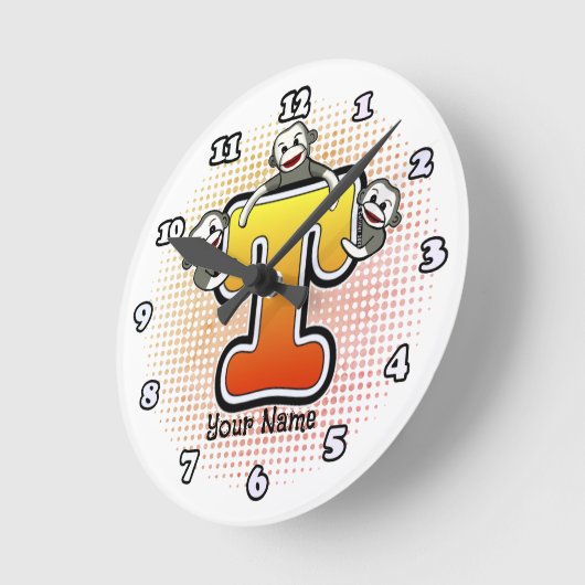 Monogram T Sock Monkey-Uhr Runde Wanduhr (Winkel)