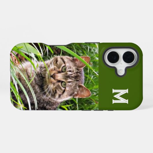 Monogram Tabby Cat Foto Phone Case iPhone 16 Hülle (Rückseite (Horizontal))