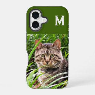 Monogram Tabby Cat Foto Phone Case iPhone 16 Hülle