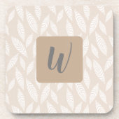 Monogram Tan Botanische Blätter Getränkekasten Getränkeuntersetzer (Vorderseite)
