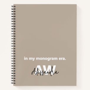Monogram Tan Minimalistisch White Black Typografy Notizblock