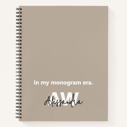 Monogram Tan Minimalistisch White Black Typografy Notizblock (Vorderseite)