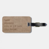 Monogram - Tan Textur Burlap Gepäckanhänger (Rückseite horizontal)