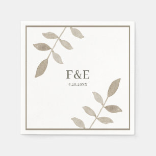 Monogram Tan Watercolor Folipapier Napkin Serviette