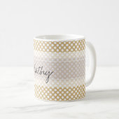 Monogram Tan White Niedlich Chic Polka Dot Muster Kaffeetasse (VorderseiteRechts)