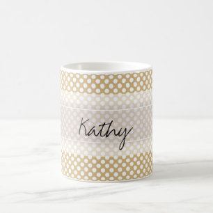 Monogram Tan White Niedlich Chic Polka Dot Muster Kaffeetasse
