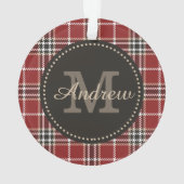 Monogram Tartan Kariert Custom Holiday Template Or Ornament (Rückseite)