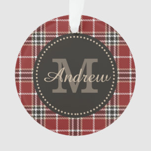 Monogram Tartan Kariert Custom Holiday Template Or Ornament