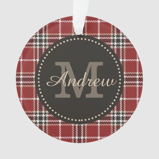 Monogram Tartan Kariert Custom Holiday Template Or Ornament (Vorderseite)