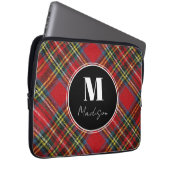 Monogram Tartan Kariert Name Laptop Sleeve (Vorne Rechts)