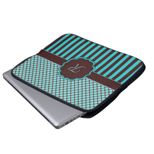 Monogram Tartan LT Aquamarin-Choc Notebook-Sieb 15 Laptopschutzhülle (Vorne Knopf)