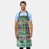 Monogram Tartan Rot Creme Grau Glitzer Stern Schürze (Getragen)