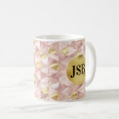 Monogram-Tasse für Abstrakte Kunst in Rosa und Gol Kaffeetasse (VorderseiteRechts)