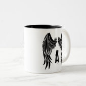 Monogram Tattoo Angel Wing Zweifarbige Tasse (VorderseiteRechts)
