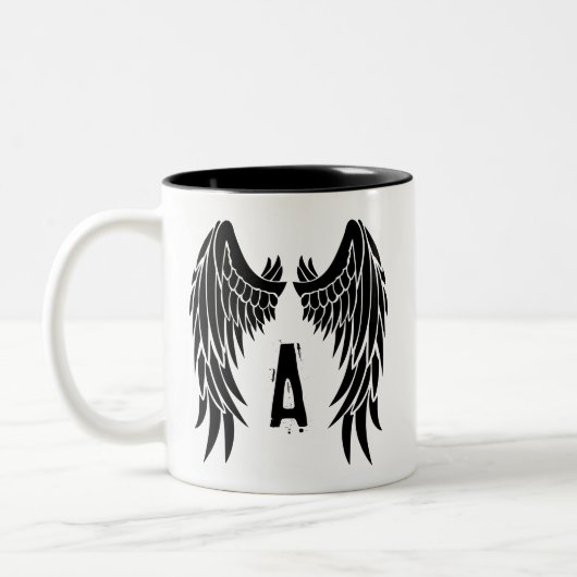 Monogram Tattoo Angel Wing Zweifarbige Tasse (Links)
