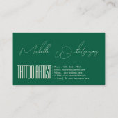 Monogram TATTOO ARTIST modern script Visitenkarte (Rückseite)