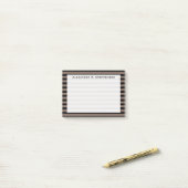 Monogram Taupe Brown and Black Stripe Post-it Klebezettel (Auf Schreibtisch)