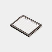 Monogram Taupe Brown and Black Stripe Post-it Klebezettel (angewinkelt)