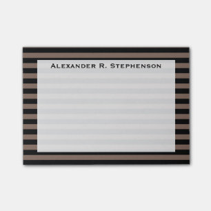Monogram Taupe Brown and Black Stripe Post-it Klebezettel