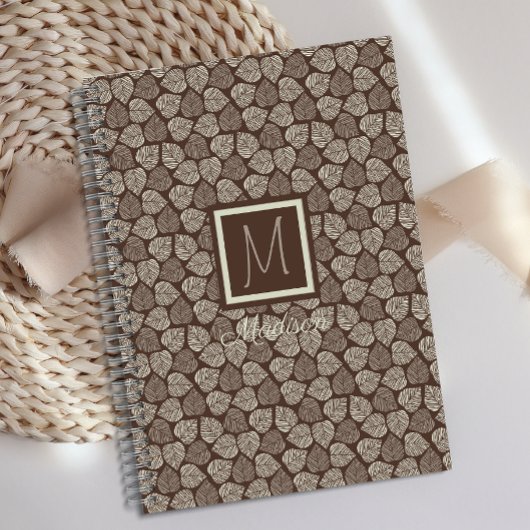Monogram Taupe Brown Leaf Planer