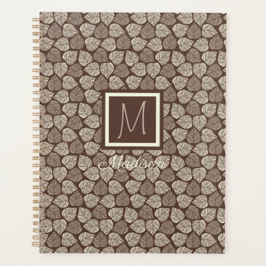 Monogram Taupe Brown Leaf Planer (Vorderseite)
