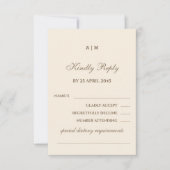 Monogram Taupe Cream Christian Wedding RSVP Card (Vorderseite)