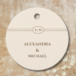 Monogram Taupe Cream Wedding Danke Geschenkanhänger