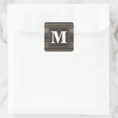 Monogram Taupe Quadratischer Aufkleber (Tasche)
