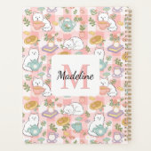 Monogram Tea & Bookish Cats Spiral Planner Pink Planer (Rückseite)