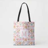 Monogram Tea & Bookish Cats Tote Bag Pink Tasche (Vorderseite)