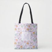 Monogram Tea & Bookish Cats Tote Bag Purple Tasche (Vorderseite)