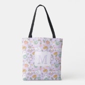 Monogram Tea & Bookish Cats Tote Bag Purple Tasche (Rückseite)