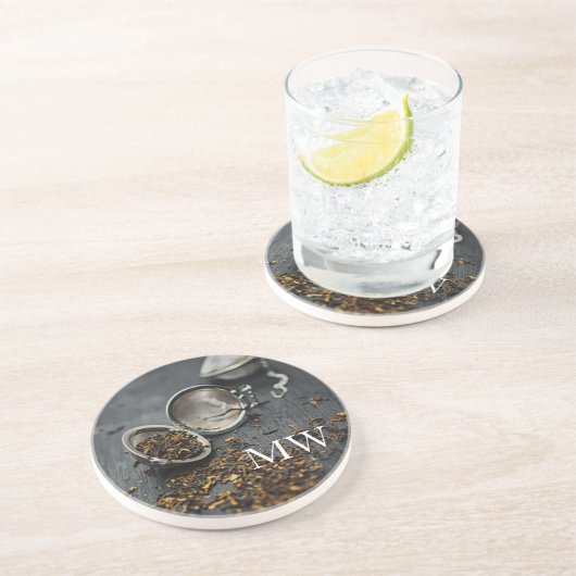 Monogram Tea Sandstein Untersetzer (Seite)