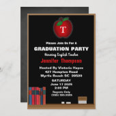 Monogram Teacher Chalkboard Graduation Party Einladung (Vorne/Hinten)