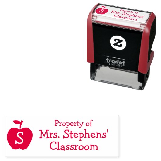 Monogram Teacher Class Custom Book Property Permastempel (Beispiel)