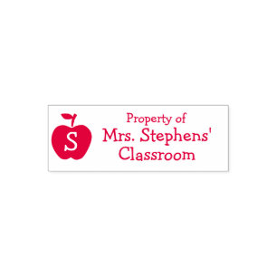 Monogram Teacher Class Custom Book Property Permastempel