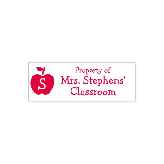 Monogram Teacher Class Custom Book Property Permastempel (Design)
