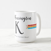 Monogram Teacher Red Blue Yellow Pencils Kaffeetasse (VorderseiteRechts)
