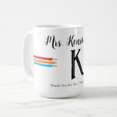 Monogram Teacher Red Blue Yellow Pencils Kaffeetasse (Vorderseite Links)