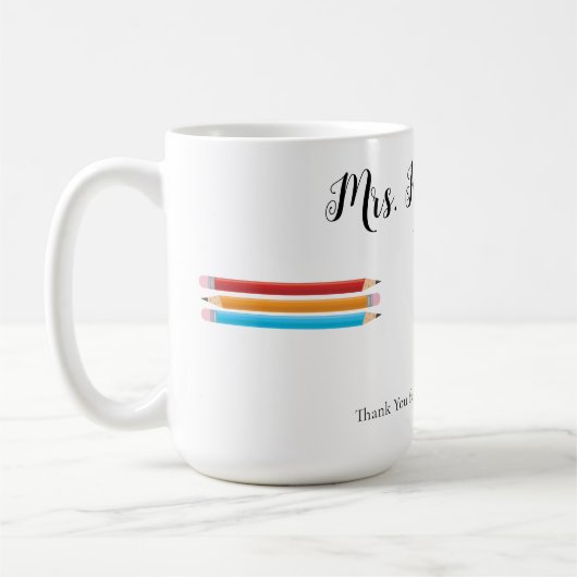Monogram Teacher Red Blue Yellow Pencils Kaffeetasse (Links)