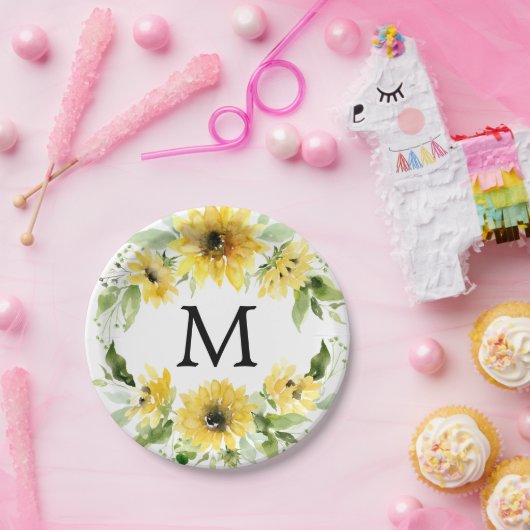 Monogram Teller für Sonnenblumengarten (Party)