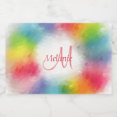 Monogram Template Abstrakt farbenfroh Modern Rainb Alkoholflaschenetikett (Einzelnes Label)