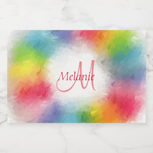 Monogram Template Abstrakt farbenfroh Modern Rainb Alkoholflaschenetikett (Einzelnes Label)