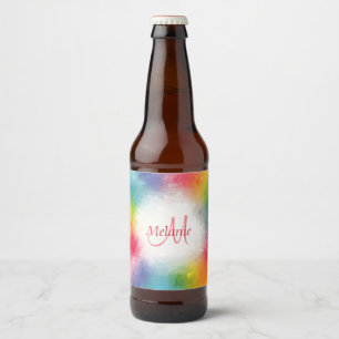 Monogram Template Custom Colorary Modern Rainbow Bierflaschenetikett