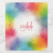 Monogram Template Custom Colorary Modern Rainbow Weinetikett (Einzelnes Label)